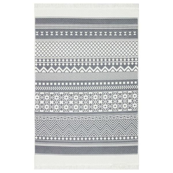 vidaXL Kilimėlis, pilkos ir baltos spalvos, 160x230cm, medvilnė