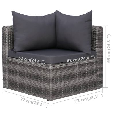 vidaXL Sodo sofos kompl. su pag. ir pagalvėmis, 5d., pilk. sp., polir.