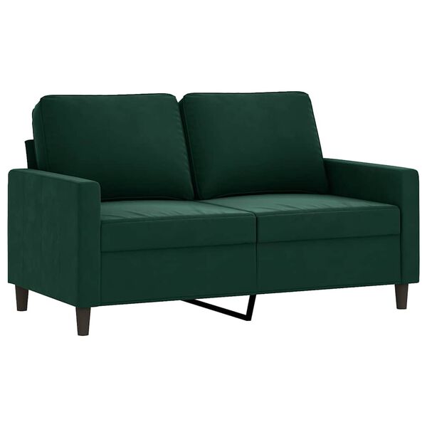 vidaXL Dvivietė sofa, tamsiai žalios spalvos, 120cm, aksomas
