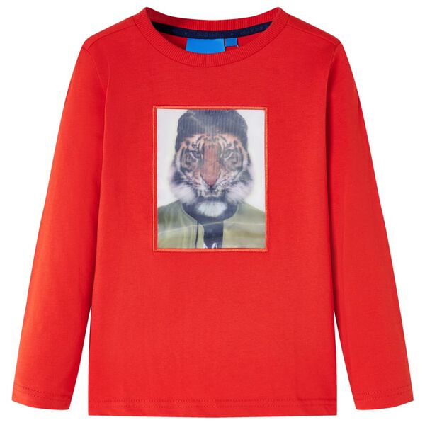 Vaikiški marškinėliai ilgomis rankovėmis, raudonos spalvos, 104