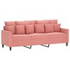 vidaXL Trivietė sofa su pakoja, rožinės spalvos, 180cm, aksomas