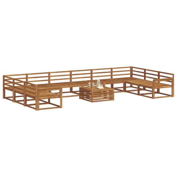 vidaXL Lauko sofos komplektas 11 pcs Natūrali Kietos akacijos mediena