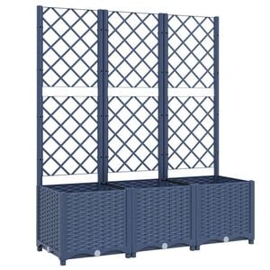 vidaXL Sodo lovelis su treliažu, mėlyna pilkas, 120x40x136cm, PP