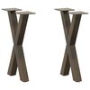 vidaXL Kavos staliuko kojelės, X formos, 2 vnt., natūralus plienas, 28x(42-43) cm, plienas