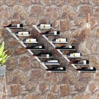 vidaXL Prie sienos montuojami vyno laikikliai, 2vnt., balti, metalas