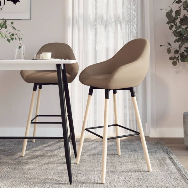vidaXL Baro taburetės, 2vnt., taupe spalvos, audinys