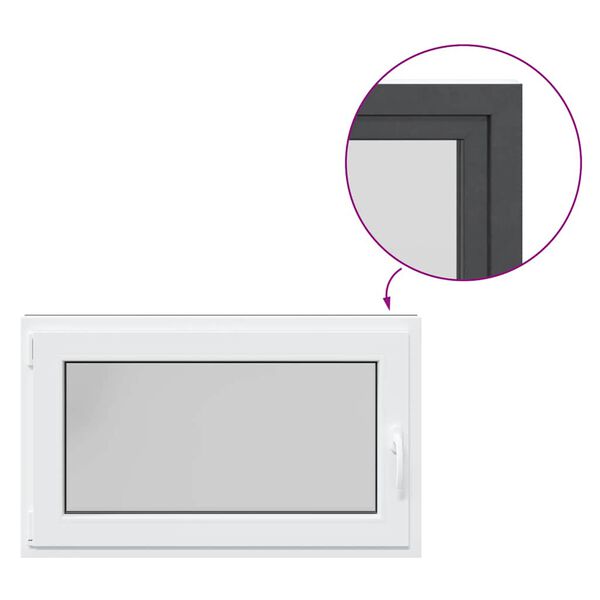 vidaXL Rūsio langas "RISOR", 100x70 cm, atverčiamas ir pasukamas, DIN, kairinis, antracito spalvos