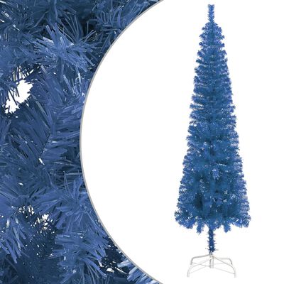 vidaXL Siauria Kalėdų eglutė, mėlynos spalvos, 120cm