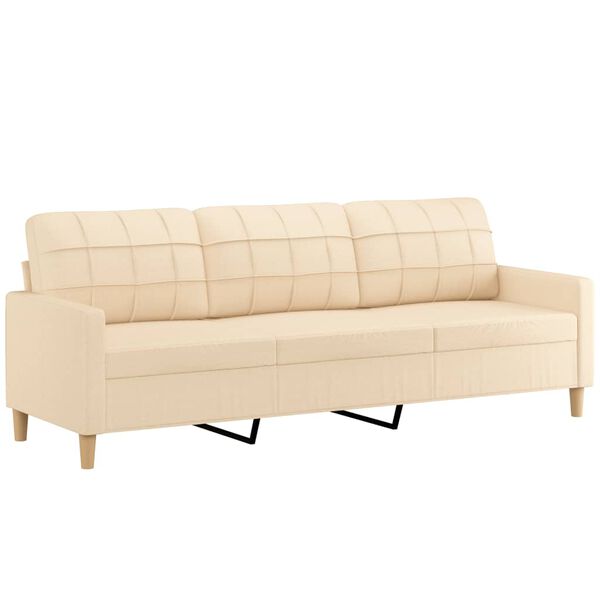vidaXL Trivietė sofa, kreminės spalvos, 210cm, audinys