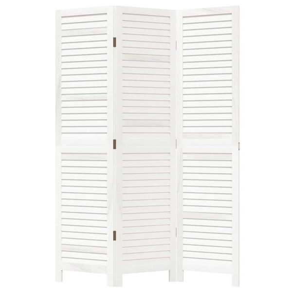 vidaXL Kambario pertvara, 3 segmentai, balta, paulovnijos masyvas