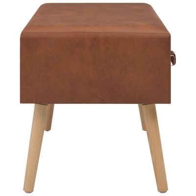 vidaXL Suoliukas su stalčiais, rudos spalvos, 80 cm, dirbtinė oda