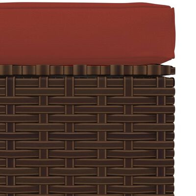 vidaXL Sodo pakoja su pagalvėle, ruda, 70x70x30cm, poliratanas