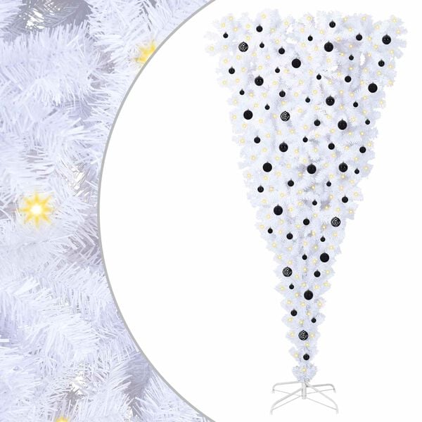 vidaXL Dirbtinė Kalėdų eglutė su 300 LED Balta 240 cm PVC ir plienas