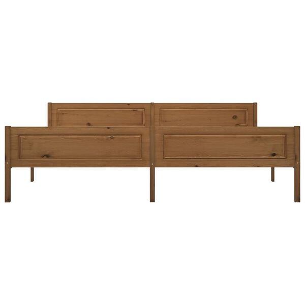 vidaXL Lovos rėmas, medaus rudos spalvos, 200x200cm, pu&scaron;ies masyvas