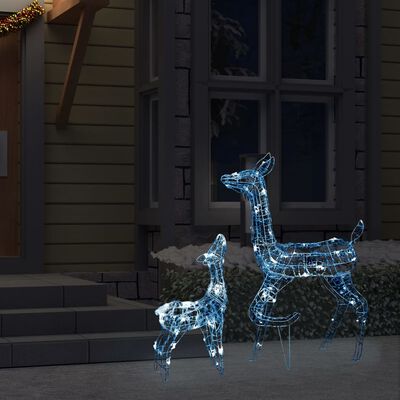vidaXL Kalėdinė dekoracija elnių šeima, akrilas, 160 šaltų baltų LED