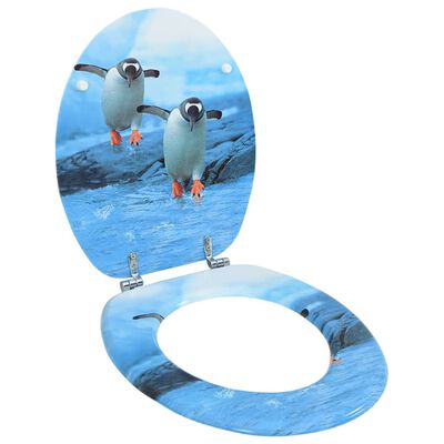 vidaXL Klozeto sėdynė su dangčiu, MDF, su pingvinais