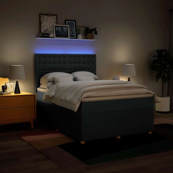 vidaXL Lova su spyruoklėmis ir čiužiniu, mėlyna, 160x200 cm, audinys