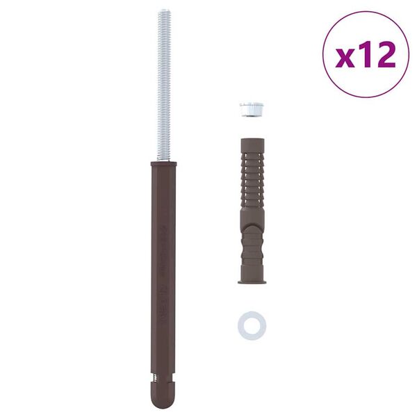 vidaXL Svorio lentynų laikikliai 12 pcs Smėlio &Oslash;12 x 190 mm Plienas