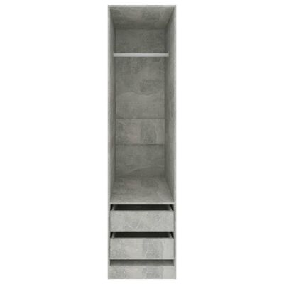 vidaXL Drabužių spinta su stalčiais, betono pilka, 50x50x200cm, MDP
