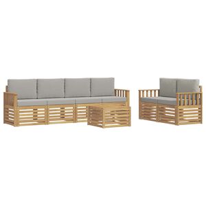 vidaXL Lauko sofos komplektas 7 vnt. Balta ir &scaron;viesiai pilka