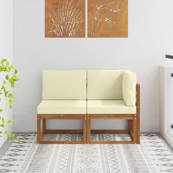 vidaXL Lauko vidurinė ir kampinė sofa su pagalve 2 Vienetas