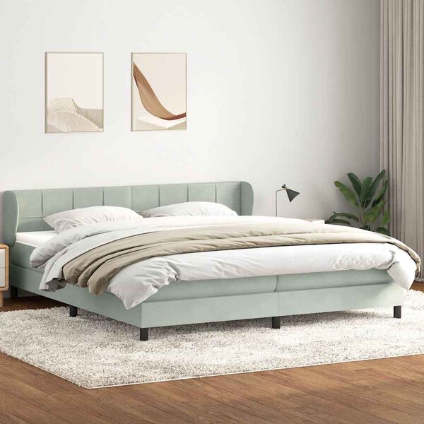 vidaXL Box Spring Lova su čiužiniais &Scaron;viesiai pilka 180x210 cm aksomas