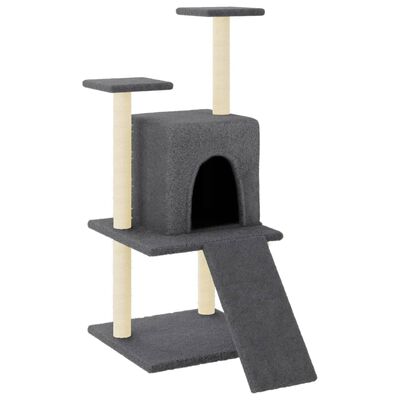 vidaXL Draskyklė katėms su stovais iš sizalio, tamsiai pilka, 110cm