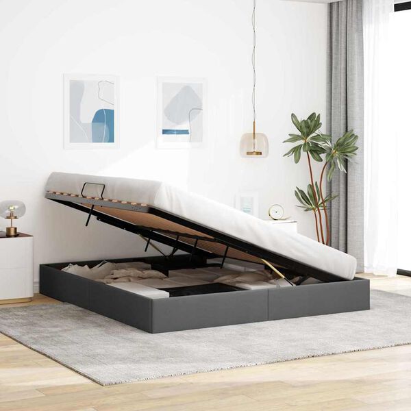 vidaXL Saugos lova su galvūgalio Tamsiai pilka 180 x 200 cm audinys