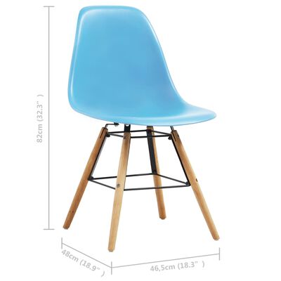 vidaXL Valgomojo kėdės, 4 vnt., mėlynos spalvos, plastikas