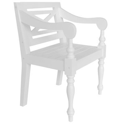 vidaXL Batavia kėdės, 2 vnt., baltos, raudonmedžio masyvas