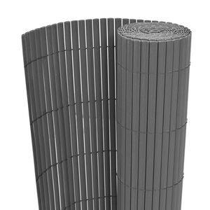 vidaXL Dvipusė sodo tvora, pilka, 90x300cm, PVC