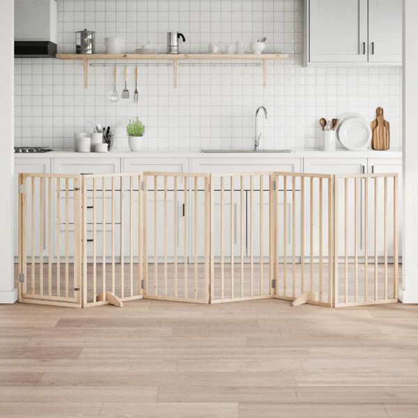 vidaXL &Scaron;unų varteliai su sulankstomomis durelėmis, 6 panelės, 300 cm, tuopos mediena