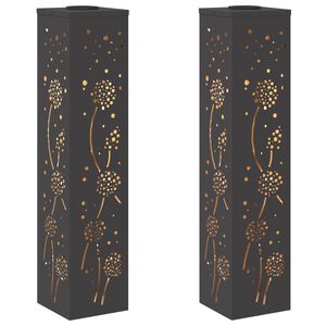 vidaXL Saulės LED &scaron;aligatvio &scaron;viesa 2 vnt. &Scaron;ilta balta 18 x 18 x 80 cm
