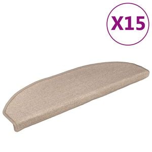 vidaXL Laiptų kilimėliai, 15 vnt., 56x17x3 cm, pilkai rudi, pusapvaliai
