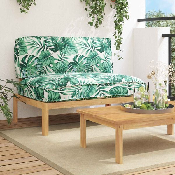 vidaXL Sofos komplektas su pagalve Lapų ra&scaron;tas 120 x 92 x 69 cm