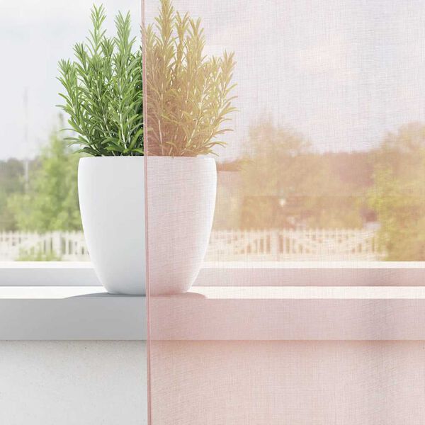 vidaXL Voile užuolaidos su strypų kišenėmis, 2vnt., šviesiai rožinės