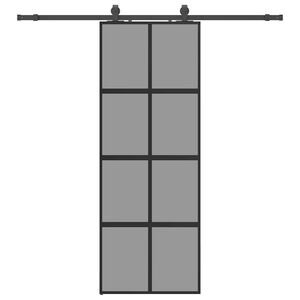 vidaXL Stumdomos durys su įrangos rinkiniu, juodas, 76x205 cm