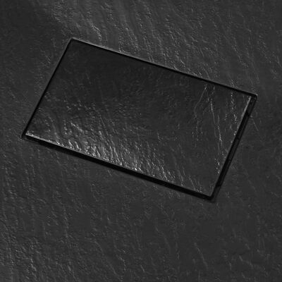 vidaXL Dušo padėklas, juodos spalvos, 90x90 cm, lieto lakšto junginys