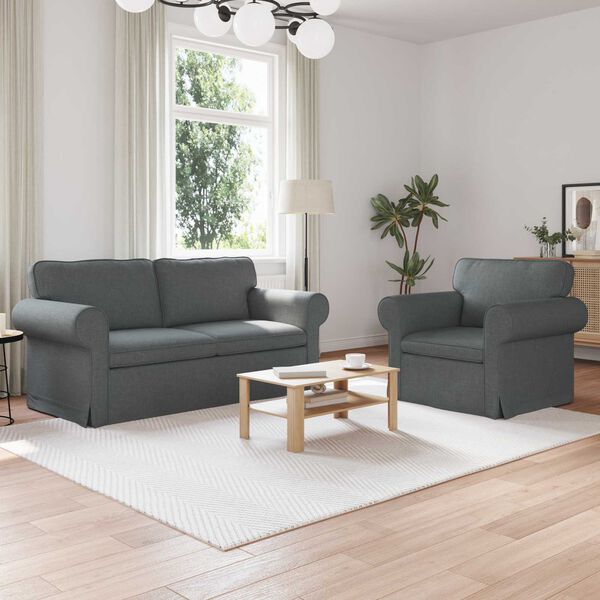 vidaXL Sofa 2 pcs Tamsiai pilka