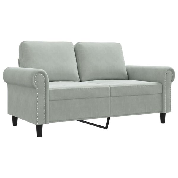 vidaXL Dvivietė sofa, &scaron;viesiai pilkos spalvos, 120cm, aksomas