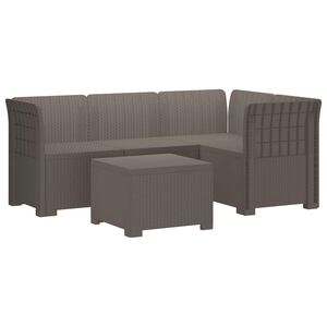 vidaXL 4 Vietų Sodo Sofa Ratanų Imitacija PP &Scaron;viesiai pilka