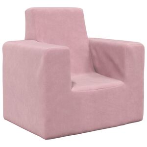 vidaXL Vaiki&scaron;ka sofa, rožinės spalvos, mink&scaron;tas pliu&scaron;as