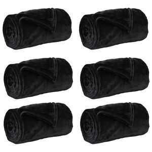 vidaXL Mesti antklodės 6 vnt. Juoda 150 x 200 cm 4.68 kg Flysas