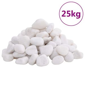 vidaXL Poliruoti akmenukai, baltos spalvos, 25kg, 2&ndash;5cm