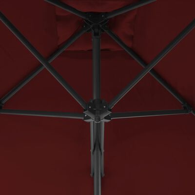 vidaXL Lauko skėtis su plieniniu stulpu, raudonas, 250x250x230cm
