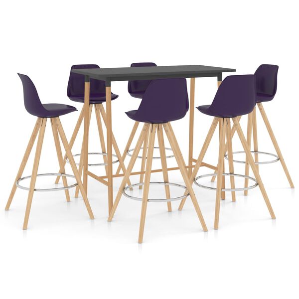 vidaXL Baro baldų komplektas, 7 dalių, violetinis (287252+3x289175)