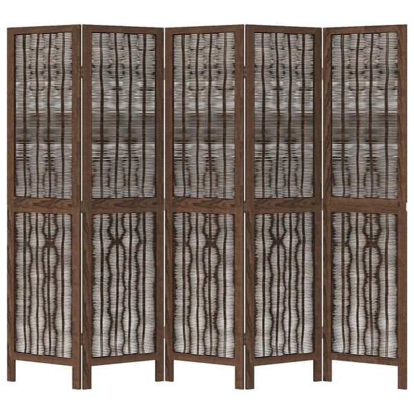 vidaXL Kambario pertvara, 5 segmentai, tamsiai ruda, paulovnija