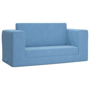 vidaXL Vaiki&scaron;ka dvivietė sofa-lova, mėlynos spalvos, mink&scaron;tas pliu&scaron;as