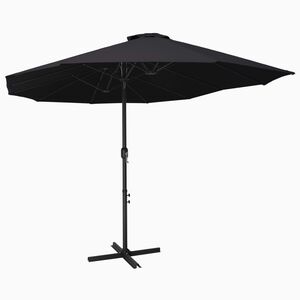 vidaXL Lauko skėtis nuo saulės su aliuminio stulpu, juodas, 460x270cm