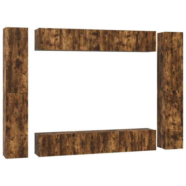 vidaXL TV spintelių komplektas, 10 dalių, dūminio ąžuolo, mediena